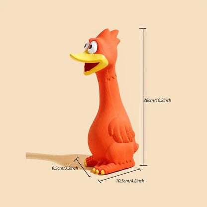 Durable Natural Rubber Latex Squeaking Chicken Duck Dog Chew Toy with Sound Device for Teeth Grinding Interactive Fun for Large